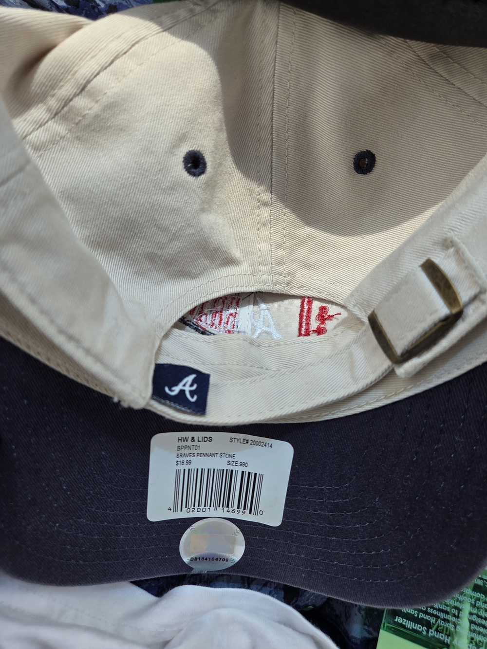 Atlanta Braves Beige Cotton Dad Hat with Embroidered Pennant - Picture 2 of 4